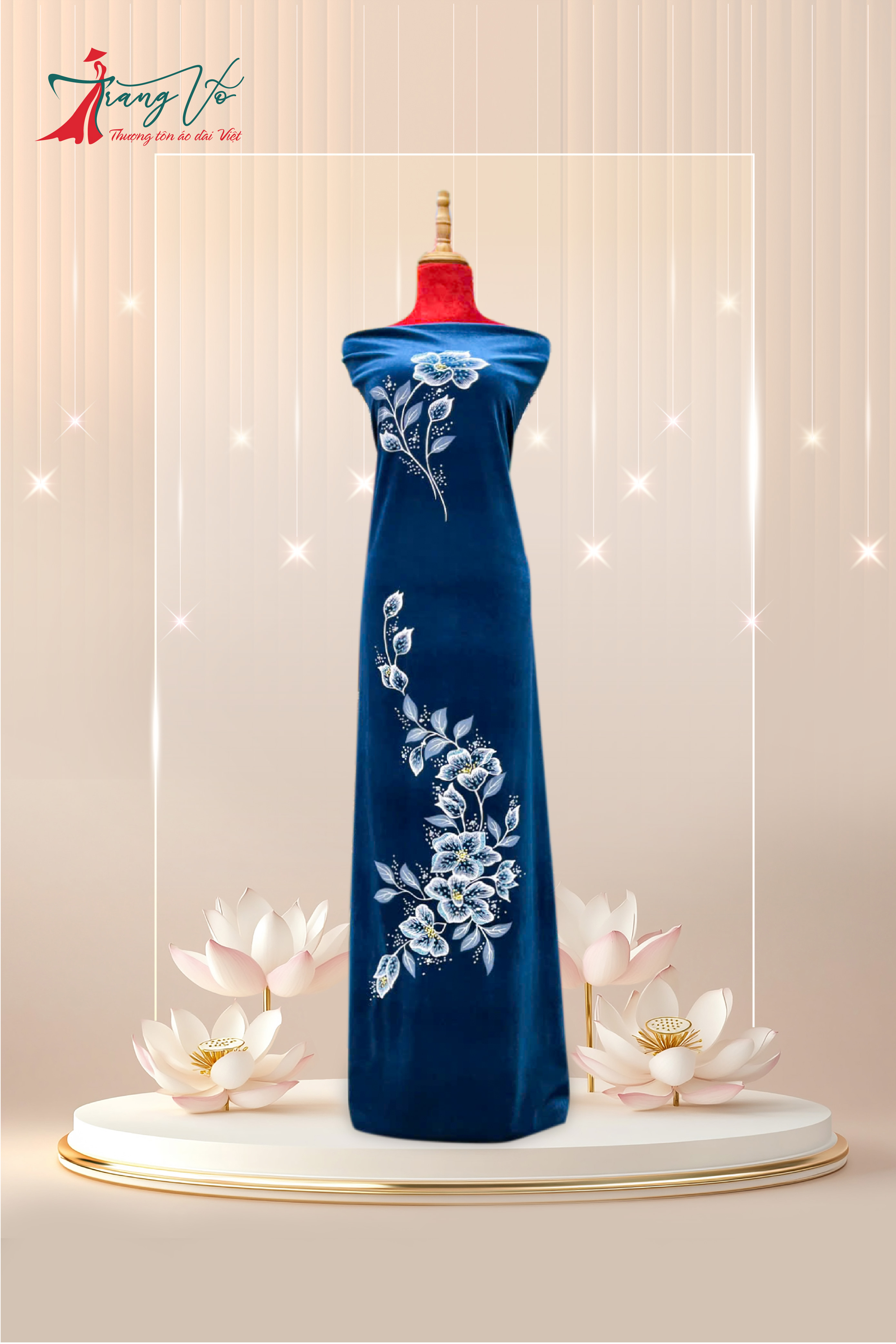 NHUNG THUN VẼ HOA TINH TẾ KẾT PHA LÊ XANH SÁNG #29102408